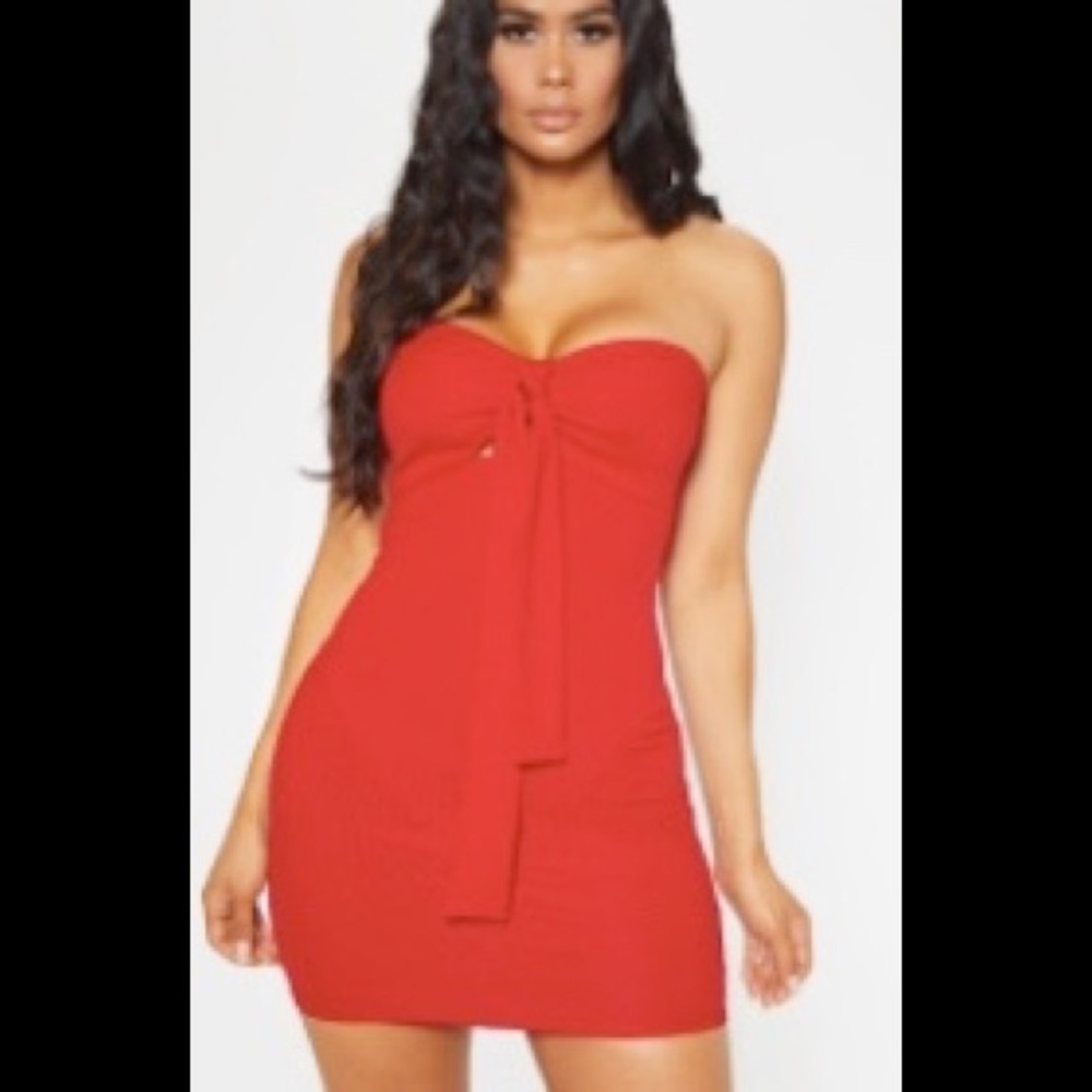 Red Tie Front Dress